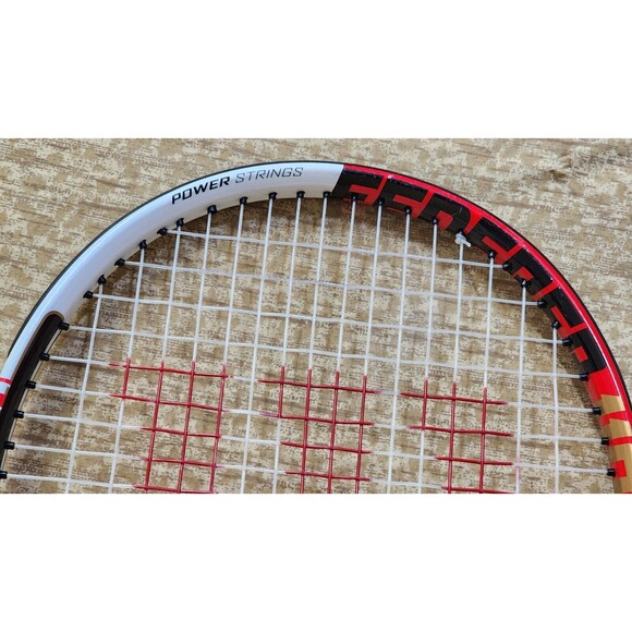 Wilson Federer 110 Adult Tennis Racket Red/White/Black + Sleeve Power Strings - Picture 4 of 14